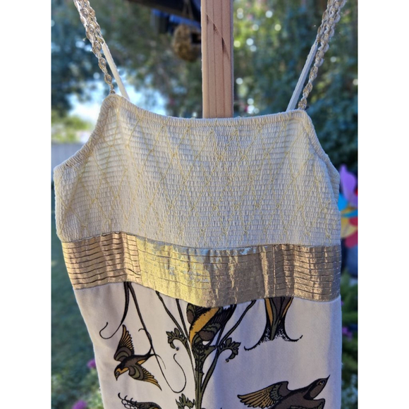 RARE 😍 Free People Smocked Embellished Bird Print Mini Dress Sz.4 NWOT - Picture 3 of 14